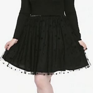 Hot Topic Black Velvet Star Mesh Skirt